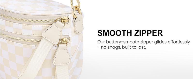 Jointlycreating Bum Bags for Women Checkered Crossbody Bag Nylon Lightweight Fanny Pack Large Belt Bag for Travel Slip On Design