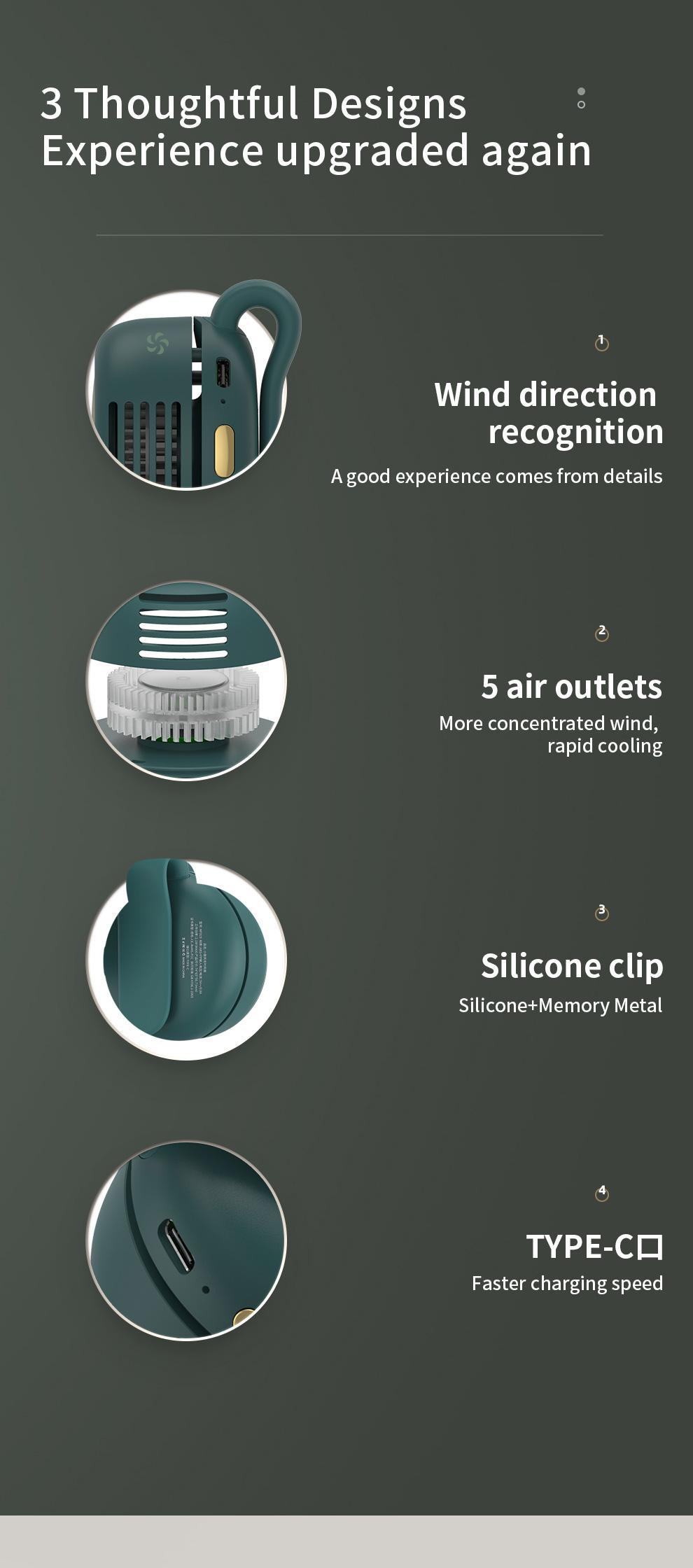 Convenient Summer Essential Mini Bladeless Fan One-Handed Operation 3-Speed Mode Adjustable Silent Clip-On Rechargeable for Outdoor Office Travel Mother's Day Gift Convenient Summer Essential Mini Bladeless Fan One-Handed Operation 3-Speed Mode Adjustable Silent Clip-On Rechargeable for Outdoor Office Travel Mother's Day Gift