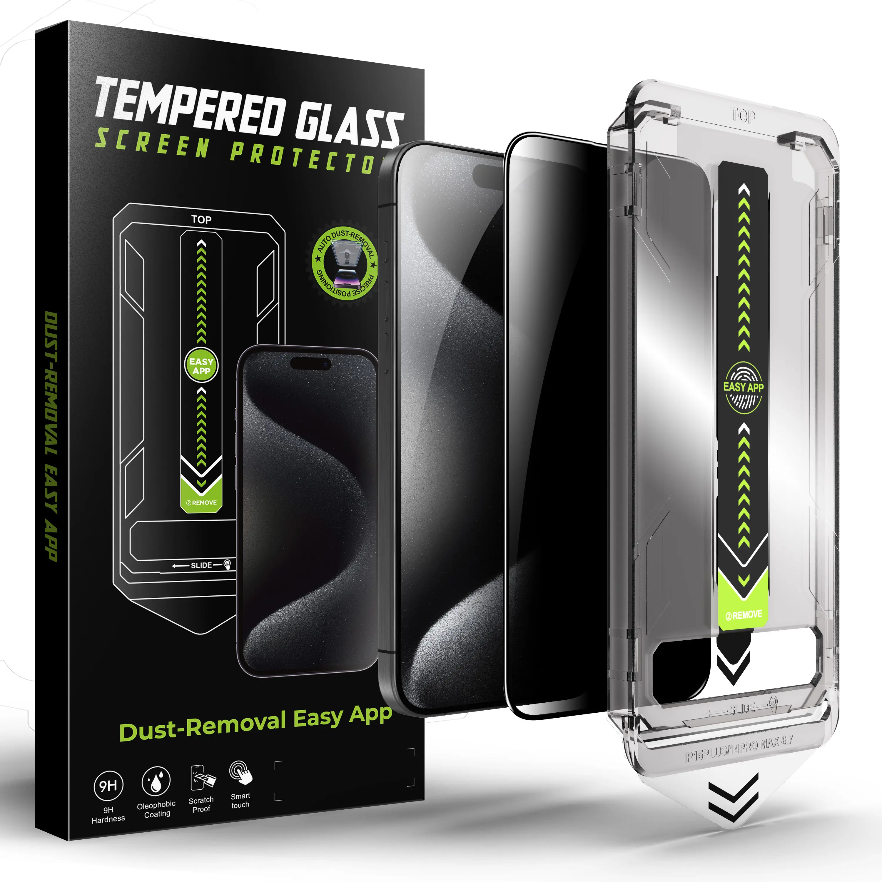 Tempered Glass Privacy Screen Protector for iPhone 12/12 Pro/13/13 Pro/14/15/16, Glossy 9H Hardness Smartphone Accessory with Auto-Alignment Kit, 3D Auto Dust Removal, Anti-Scratch, Shockproof, Anti-Fingerprint, Easy Installation Cover, Protective