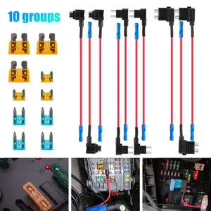 10Pack 12V Car Add-a-Circuit Fuse Adapter Set - with Standard and Mini TAP Profile TAP Blade Fuse,3Type Fuse Holder for Cars Trucks Boats