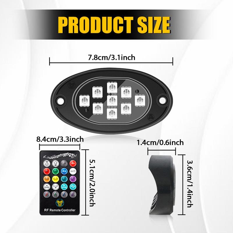 Multicolor RGB Rock Lights, 20 Pods Multicolor RGB LED Rock Lights Kit Offroad Truck Underbody Neon , Bluetooth APP/Remote Control, Flashing Music Mode Wheel Well Light, For Pickup Truck ATV UTV RZR SUV