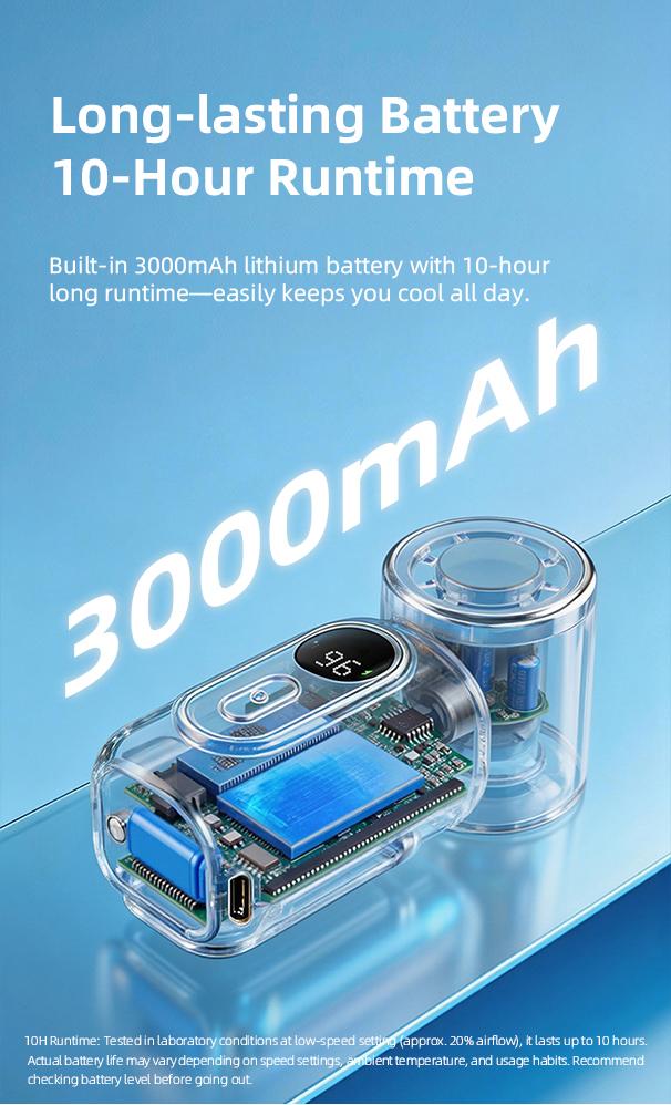 Mini Portable Handheld Clip Fan, 3-in-1 Rechargeable 3000mAh Battery, 5 Speeds, 180° Adjustable Airflow, USB Cooling, Perfect for Travel, Office, and Personal Use - Protection Mini Portable Handheld Clip Fan, 3-in-1 Rechargeable 3000mAh Battery, 5 Speeds, 180° Adjustable Airflow, USB Cooling, Perfect for Travel, Office, and Personal Use - Protection