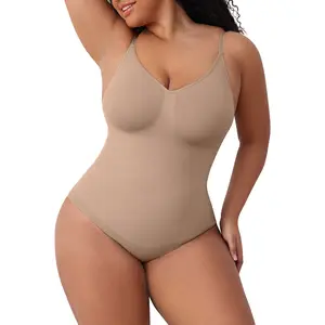OYV Women's Bodysuit Seamless Comfortable Sexy Ribbed Open-Back Design Sleeveless Bodysuits