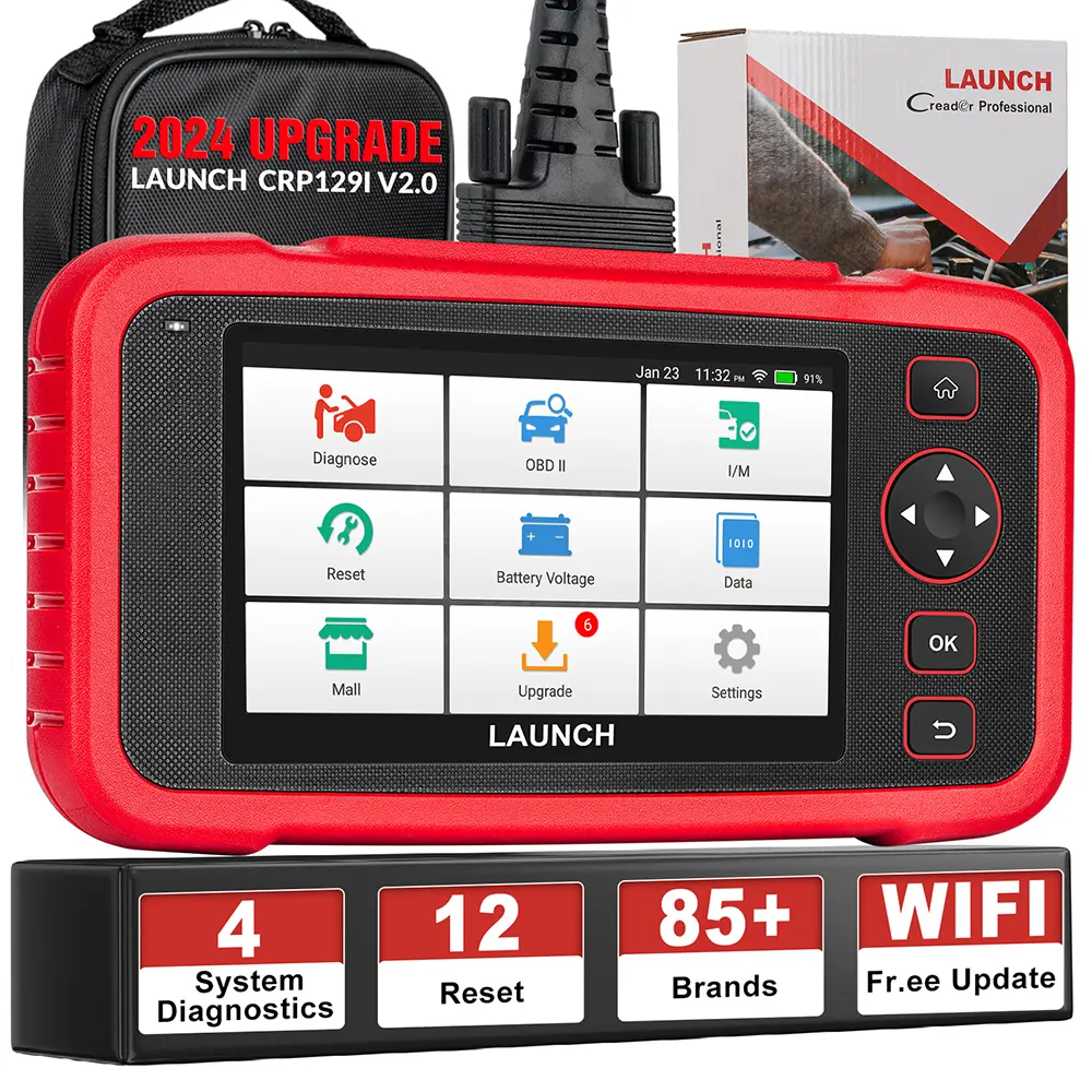 Launch CRP129I V2.0 Wi-Fi OBD2 Scanner for Buick,Fiat,Maybach,Lincoln - 4-System Diagnostic Tool with 12 Reset Options,10 OBD2 Test Modes,2018+ CAN,Snapdragon Chip,6x Faster,Android8.1,Plug-and-Play,Wi-Fi Update,5-Year Backup,Print Capability