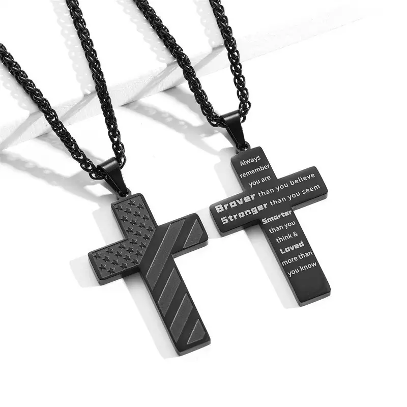 Men's Cross Necklace for Teens and Boys - Perfect Gift Idea for Graduation, 10-12 Year Olds, Confirmation, Birthday, Cool Boyfriend Chain, Son, Christmas Stocking Stuffer, Valentine's & Easter 	 	 	 Vintage Cross Pendant with Rotatable Crown daisy chain