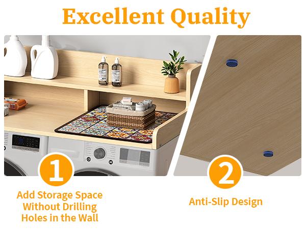 2-Tier Washer & Dryer Countertop  27.55"x54" 2-Tier Storage Rack Countertop for Laundry Room Organization, Washer and Dryer Covers for Front-Load Washers & Dryers Top, Black/Natural