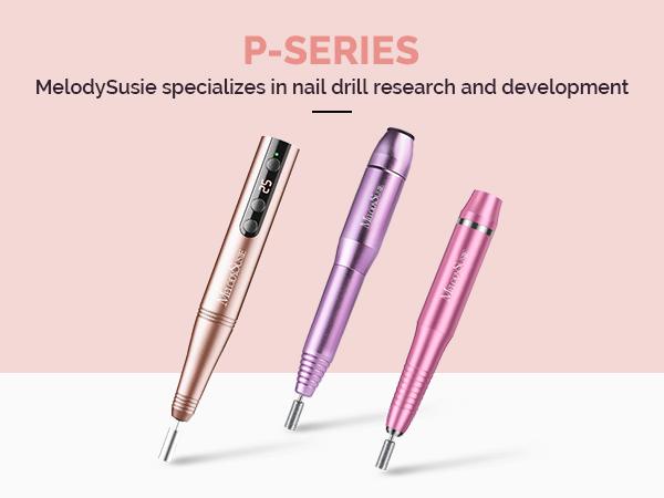 MelodySusie PC180F Cordless Electric Nail Drill Machine with 6 Nail Drill Bits, 25000RPM Rechargeable Nail Care Manicure Set for Acrylic Nail Art