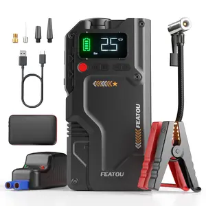 16800mAh FEATOU Portable Car Jump Starter with Air Compressor 6000A (ALL Gas/10.0L Diesel) with 150PSI Digital Tire Inflator, 12V Car Battery Jump Power, Power Bank with LED Light