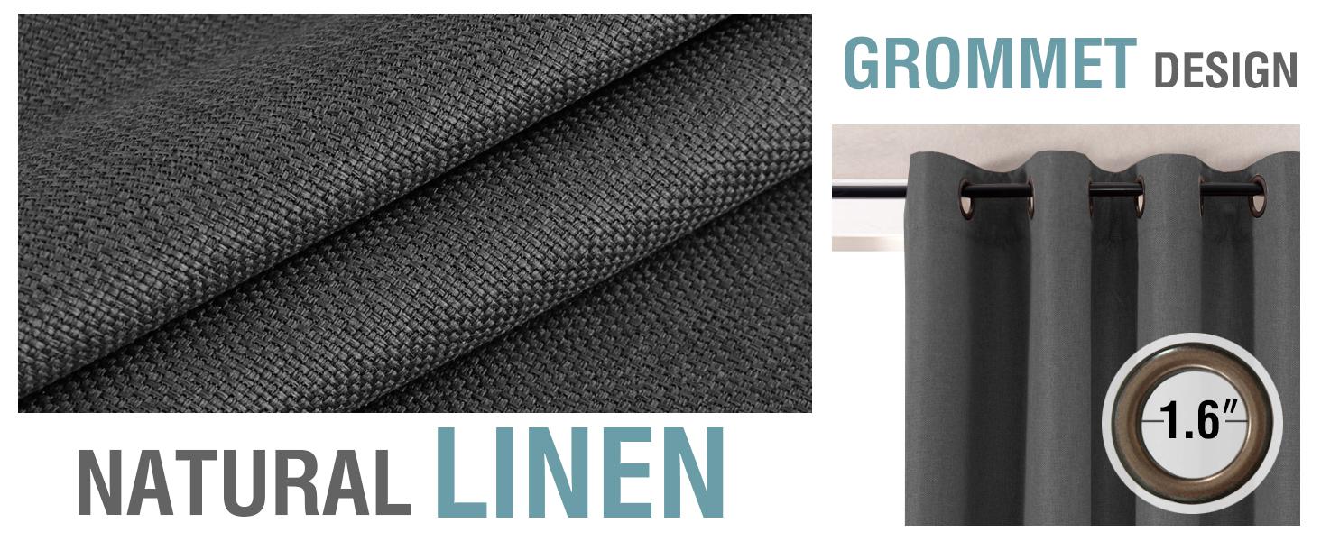 H.VERSAILTEX Linen Blackout Curtain 1 Panel for Bedroom/Living Room Thermal Insulated Grommet Linen Look Curtain Drapes Primitive Textured Burlap Effect Window Drapes