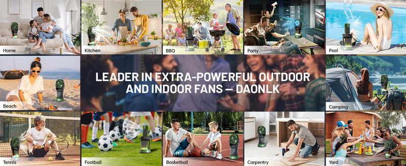 Daonlc Portable Misting Fan with Remote & 30000mAh Rechargeable Misting Fans for Outside Patios Camping Beach & Workshops Mist Fan Portable for Outdoor/Indoor 2L Water Tank RGB Light 4 Speeds & Spray