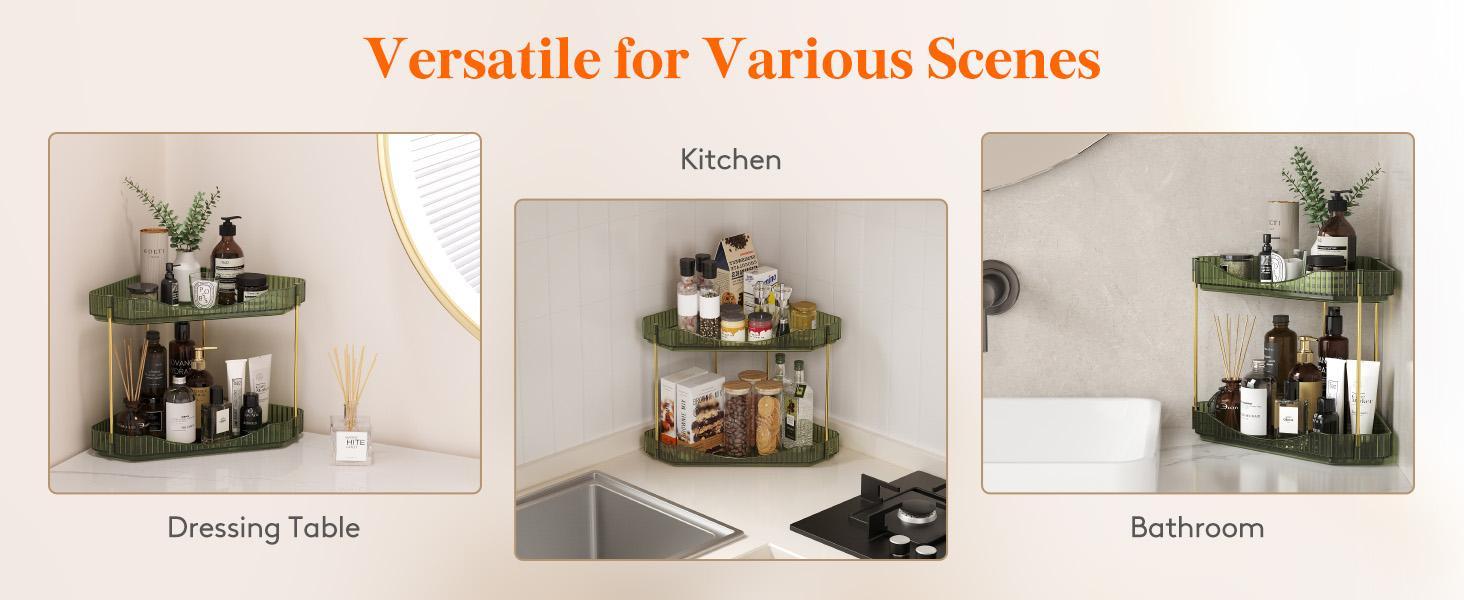 Lifewit Bathroom Counter Organizer Corner with Perfume Tray, Cosmetic Shelf, and Storage for Bedroom, Dresser, and Kitchen Home Goods Soap Mounted