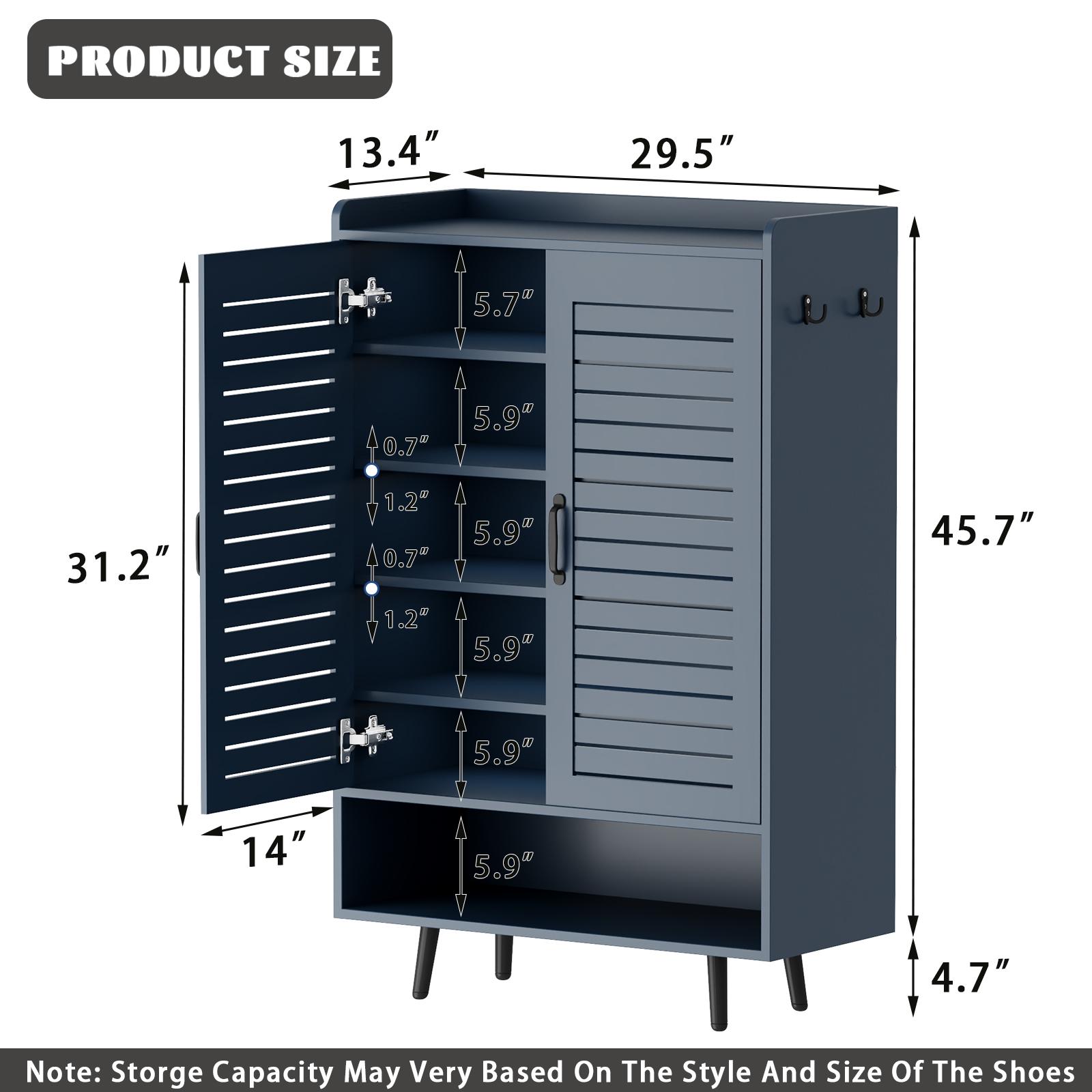 COZPAW Rattan Shoe Cabinet with 2 Flip Drawers, Shoe Storage Cabinet for Entryway, Narrow Shoe Rack Cabinet, Freestanding Hidden Shoe Organizer for Hallway, Living Room