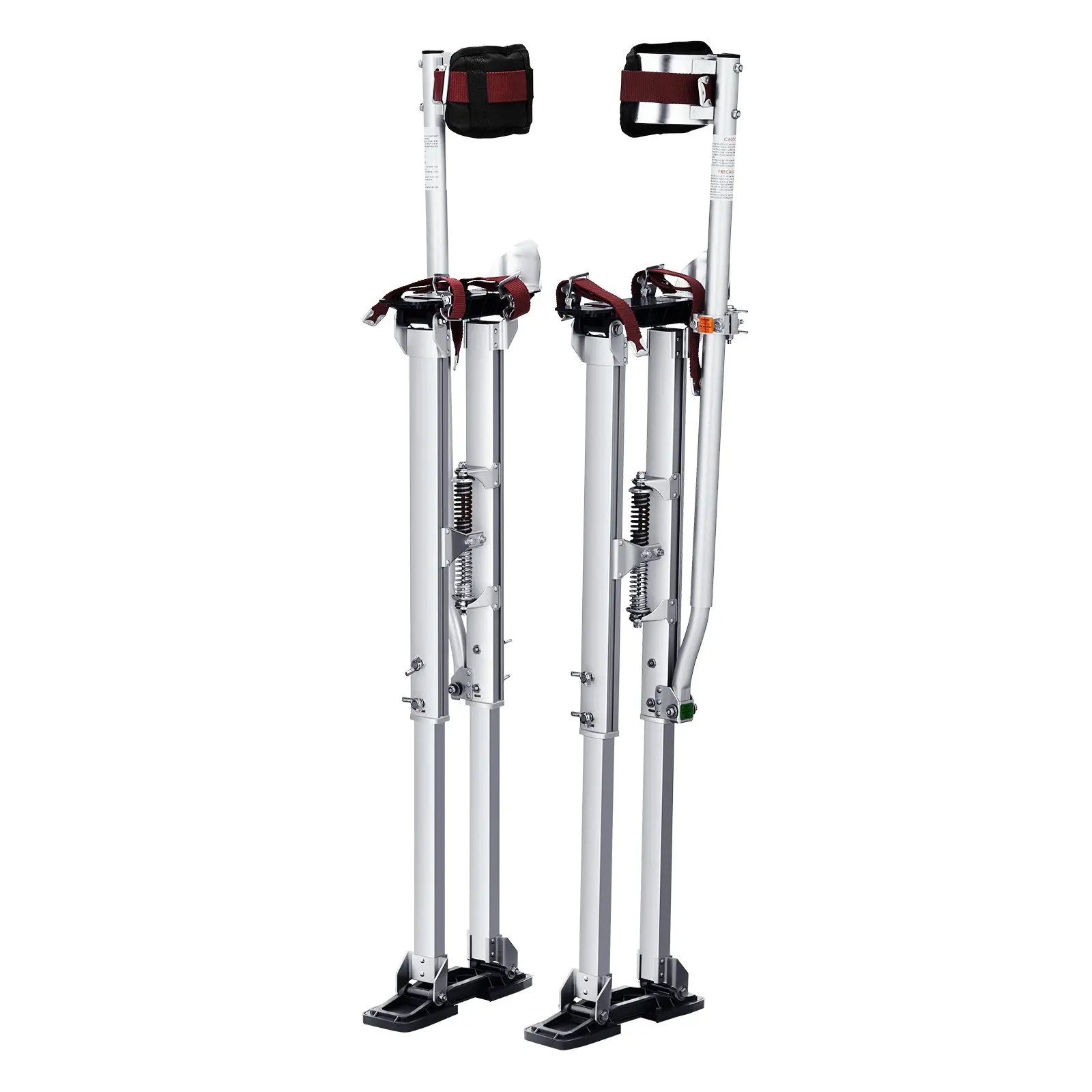 【Summerfinds】VEVOR Drywall Stilts, 36''-50'' Adjustable Aluminum Tool Stilts with Protective Knee Pads, Durable and Non-slip Work Stilts for Sheetrock Painting, Walking, Taping, Silver Textured Rubber Base