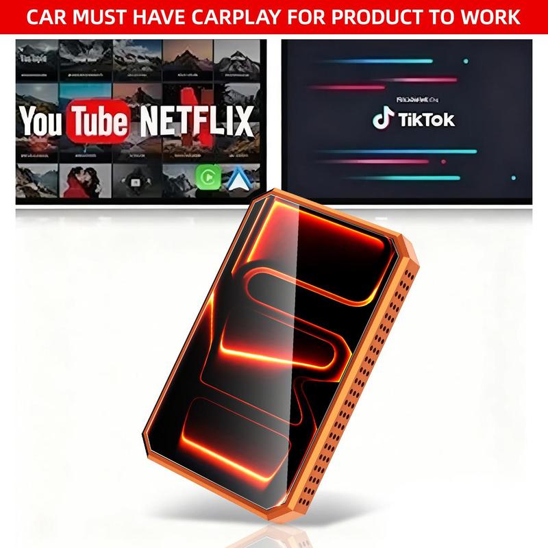 MAKASRI 4-in-1 Wireless CarPlay & Android Auto Adapter, Compatible with Netflix/YouTube/TIKTok/Screen Mirror Link/TF Card,Carplay Ai Box,Plug & Play, Suitable for Cars Equipped with OEM Wired CarPlay