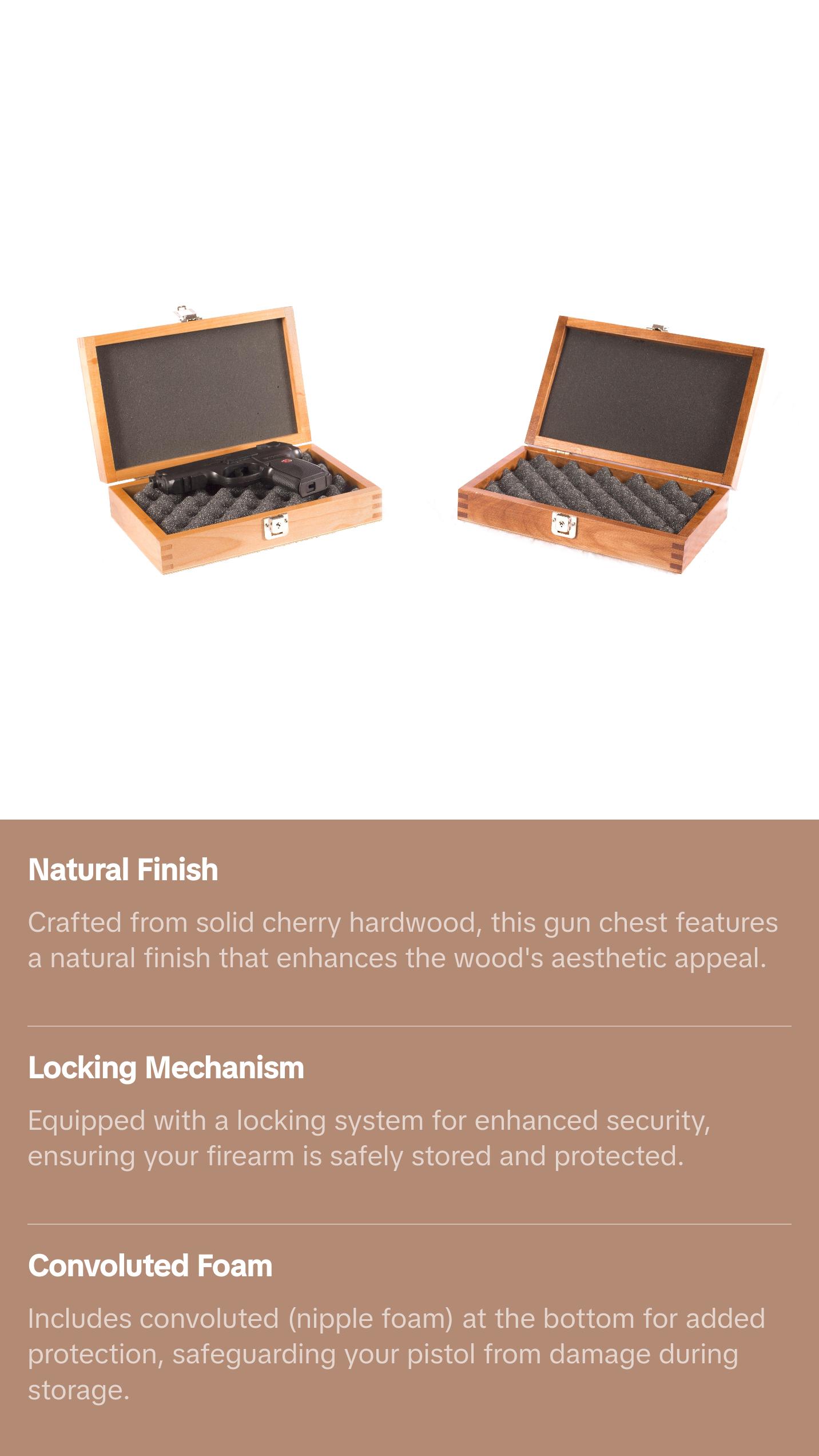 #G1N Single Pistol Gun Chest; Natural Finish on Solid Cherry Hardwood