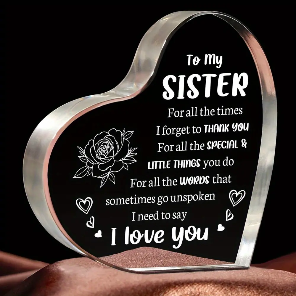 Personalized Acrylic Keepsake Plaque - Love in Acrylic Home Decor Sign, Elegant Sibling Gift for Special Occasions (Birthday, Christmas), Personalized Plaque