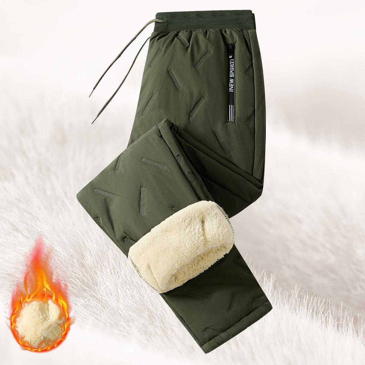 Men’s Warm Thermal Winter Snow Pants Ideal for Workouts & Outdoor Activities Machine Sweatpants Men Perfect for Extreme Cold Weather Layered Solid Color Design Regular Fit Menswear Top Stylish Trousers Men’s Casual Plain drawstring waistband