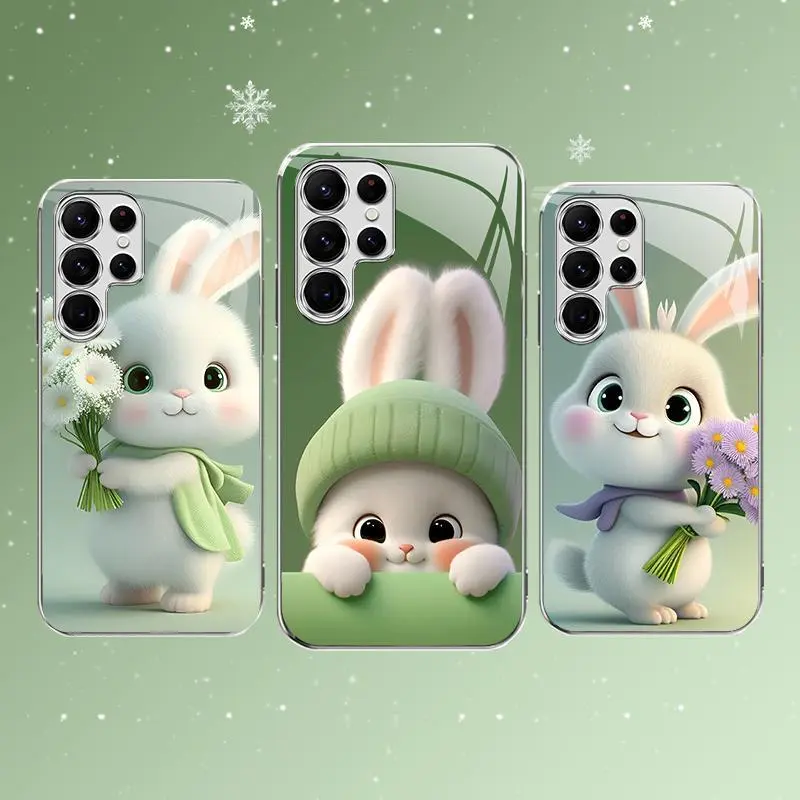 Cute Bunny Phone Case – Easter Spring Green Rabbit Design Cover for Galaxy S22 Ultra 5G — 975