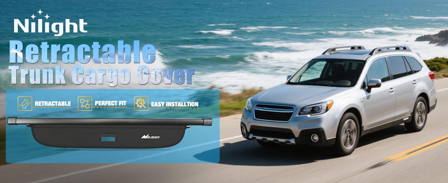 Nilight Cargo Cover Fit for Subaru Outback 2010 2011 2012 2013 2014, Retractable Privacy Security Shield Shade Rear Trunk Cover, with Trunk Storage Net