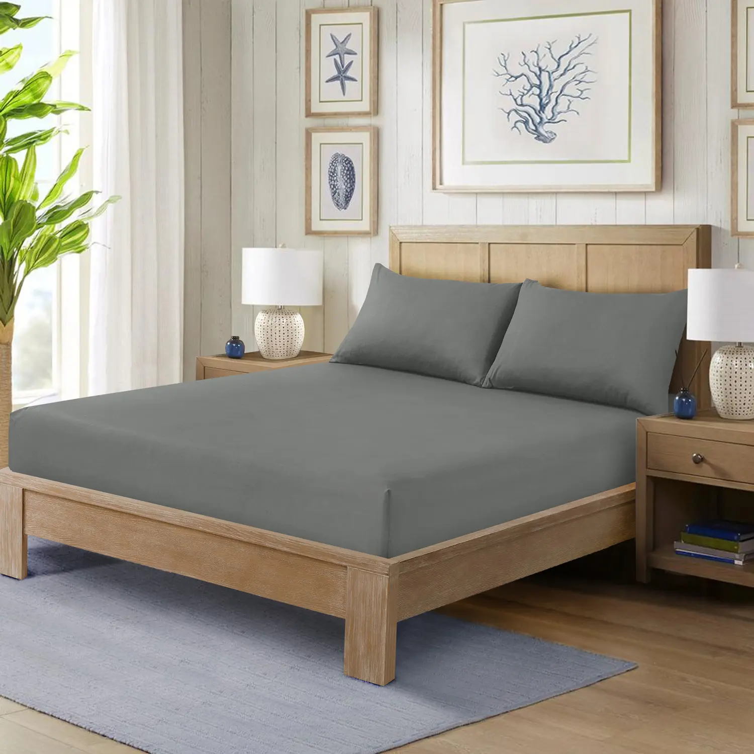 Queen Fitted Bed Sheet - Premium Hotel Quality Sheets, Ultra Soft Brushed Microfiber, 16” Deep Pocket,Cooling Breathable,Wrinkle Resistant,Fade & Shrink Resistant,Secure Elastic Fit,Easy Care Luxury Bottom Bed Sheet,Soft Comfortable Durable Mattress Cover