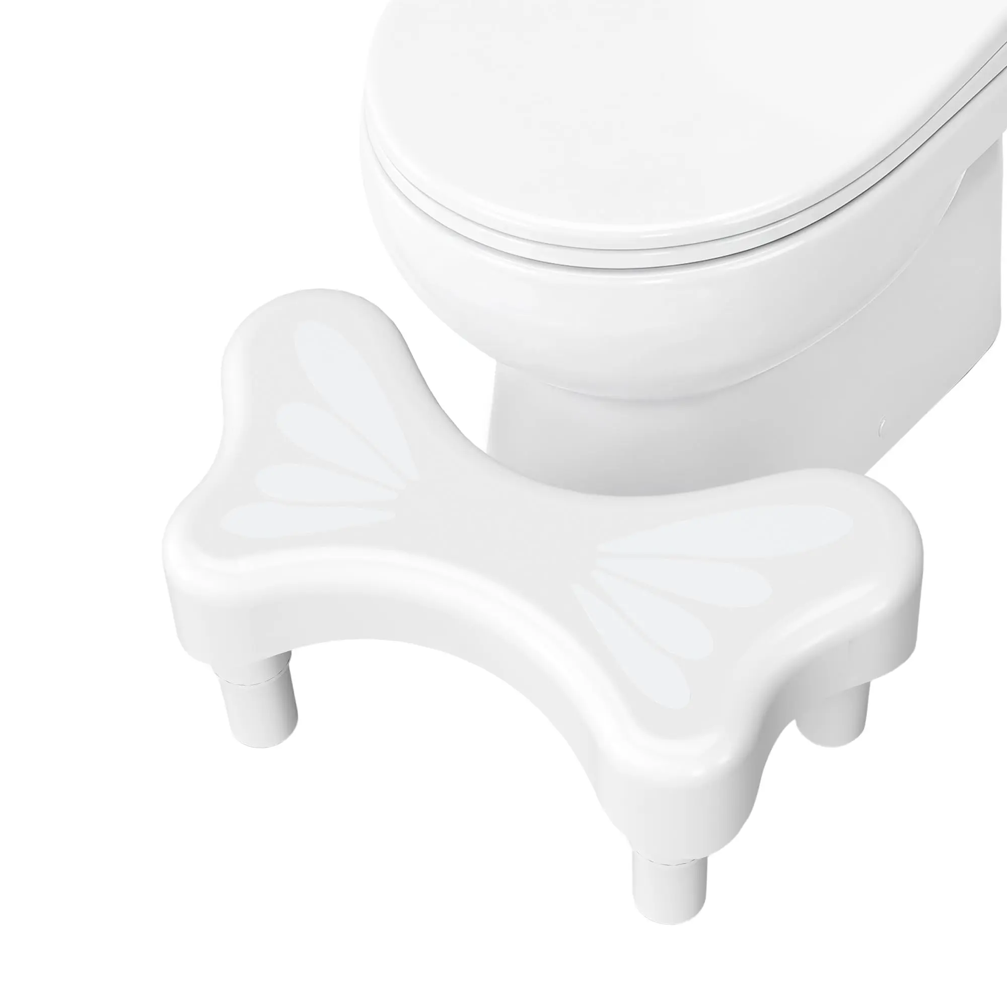 Garvee Bathroom Toilet Stool, Ergonomic Squat Step Stool for Adults, Doctor Recommended Toilet Foot Stool for Better Bathroom Posture, Lightweight & Easy to Clean, Fits Standard Toilets, White Leg