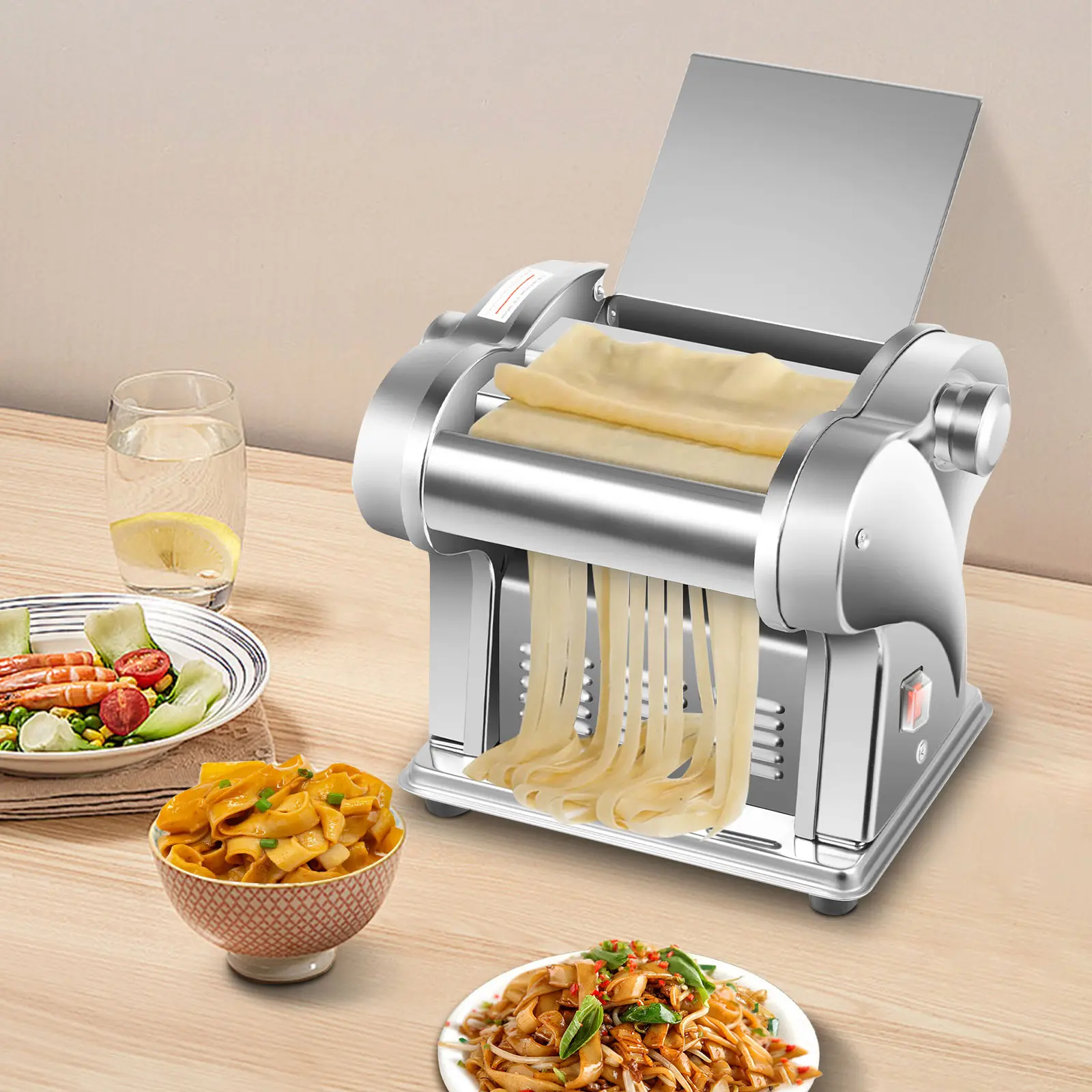 110V US Standard Electric Noodle Maker Machine - 135W Compact User-Friendly Dough Roller, 8 Adjustable Thickness Settings (0.5–3.5Mm), 6.7kg 26×20.5×21.5cm Kitchen Accessories for Family Dinners Meal Prep, Pasta Dumpling Wonton Wrappers