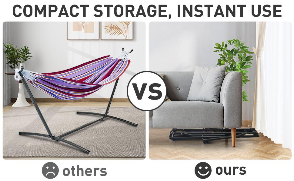 【Valentine's Day gift】GDY Hammock Life Double Fabric Hammock Chair with Stand Black Max 450 lbs Capacity for Hammock Camping Outdoor Lounge Modern Aesthetic Design Minimal Portable Compact Easy Setup Carabiners Included