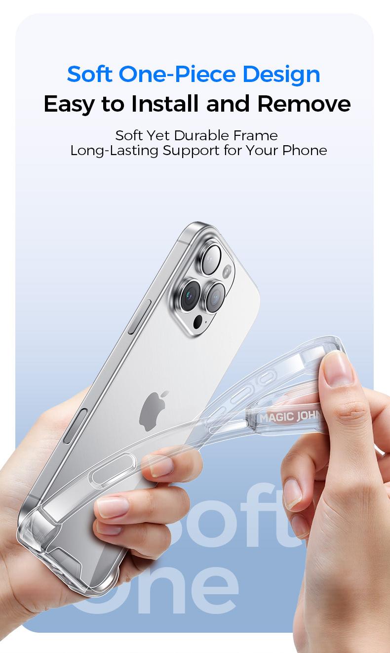 MAGIC JOHN Clear Phone Case for iPhone16/15/14/13/Pro Max, Non-Yellowing, Shockproof, Scratch Resistant Hard Back Phone Cover