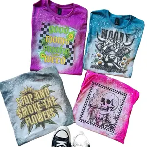 Stoner Collection - Stoner Babe Era - Who Cares Bear - Bleached Shirt - Gildan Comfy Cotton