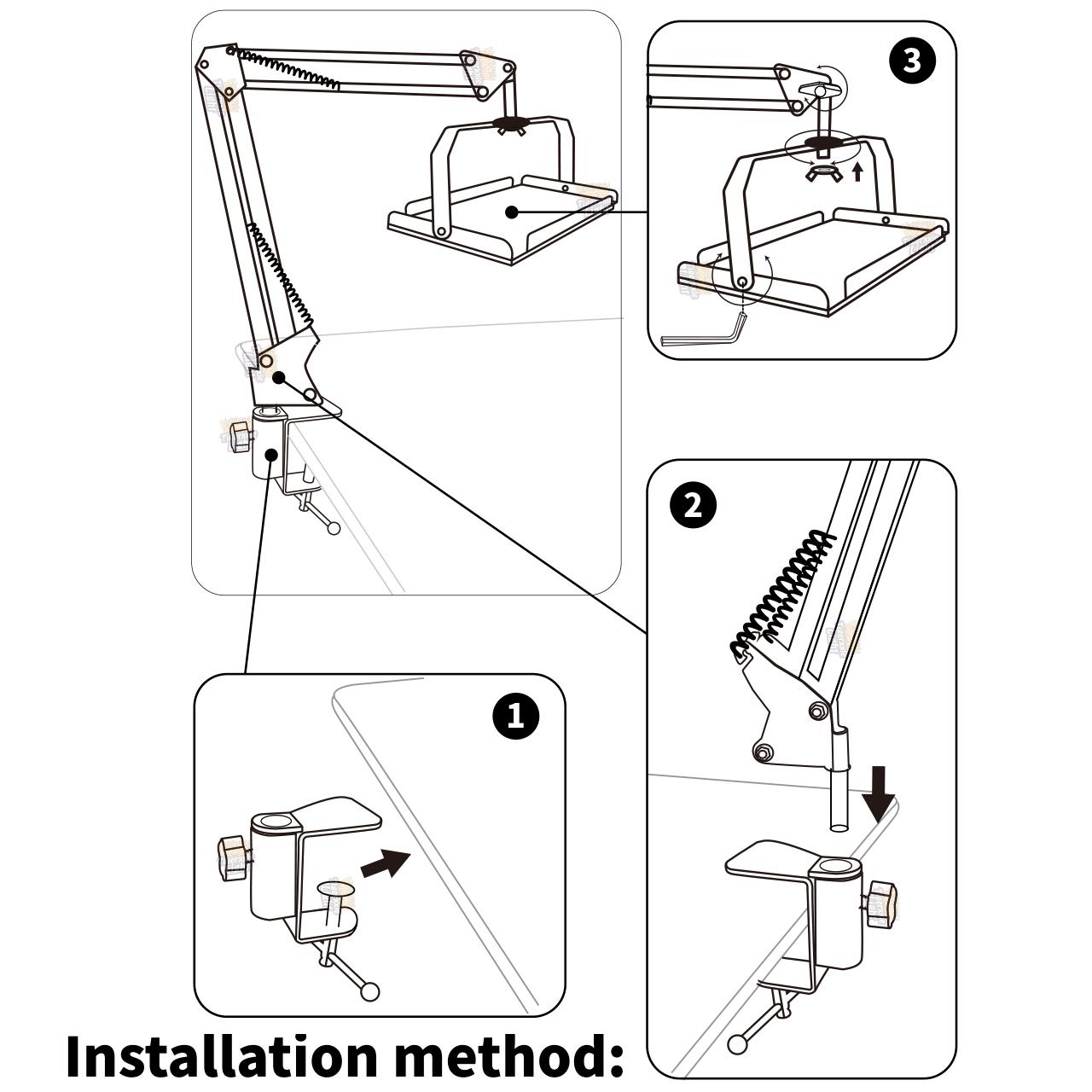 LED work light 6000K with desktop stand, adjustable height/angle, with 96/144 high-bright white light beads and USB plug and switch and 150cm power cord, suitable for workshop, warehouse, office desk lighting.