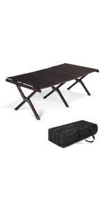 VINGLI 4 Ft Camping Picnic Table Set with 4 Seats with Umbrella Hole Folding Lightweight Suitcase Card Table-220 Lbs Support Aluminum Frame, Plastic RV Tabletop for Barbecue,Travel,Outing,Gathering