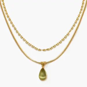 en route Waterdrop Necklace Set in Gold, Waterproof & Tarnish-free with Liquid-Like Resin & Polished Metal Beads for Stacking, Urban Street-Chic Style #SpringStatements