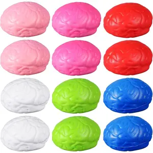 12 Pcs Brain Stress Balls Bulk Large Brain PU Hand Muscle Exercise Pressure Ball Funny Stress Relief for Adult Improving Grip Strength Prop(Colorful)