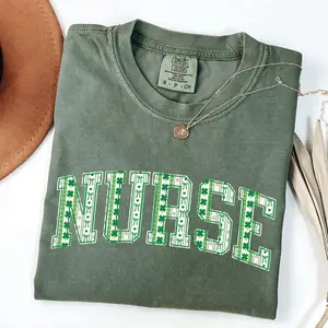Comfort Colors Nurse Shamrock TShirt, St Patricks Day Tee, Lucky Irish Four Leaf Clover, Gift For Nurse, RN St Pattys TShirt, ER Nurse Gift, Nurse Tee
