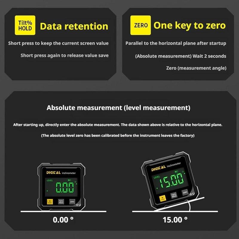 Agiufgs Magnetic Digital Angle Finder with Dual Laser Guide & 360Magnetic Attachment Rechargeable Angle Meter for Woodworking Construction and Machinery Rechargeable,Dual,Laser,Angle,Finder