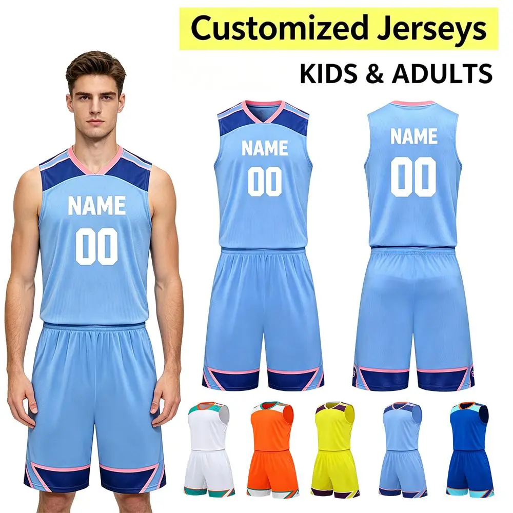 Unisex Polyester Sleeveless Basketball Uniform Set - Custom Print Jersey & Shorts Kit, Personalized with Name & Number, Full Sizes, Washable for Game Play