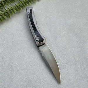 Portable Folding Knife 9Cr13 Blade Aluminum + Carbon Fiber Handle Lightweight High Strength Camping Hiking Fruit Pocket