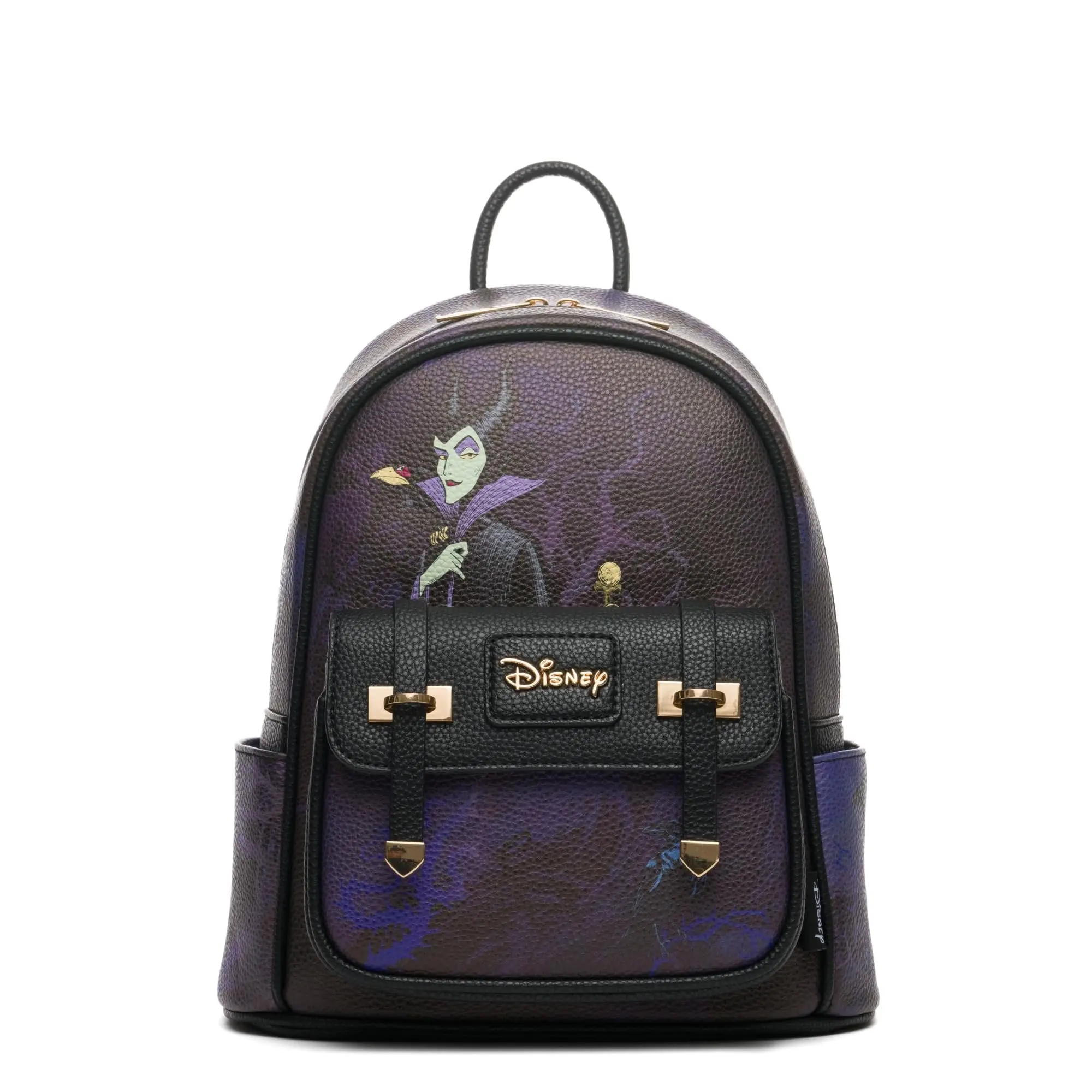 Custom Printed Disney Villains Maleficent 11" Vegan Leather Fashion Mini Backpack, Faux Leather