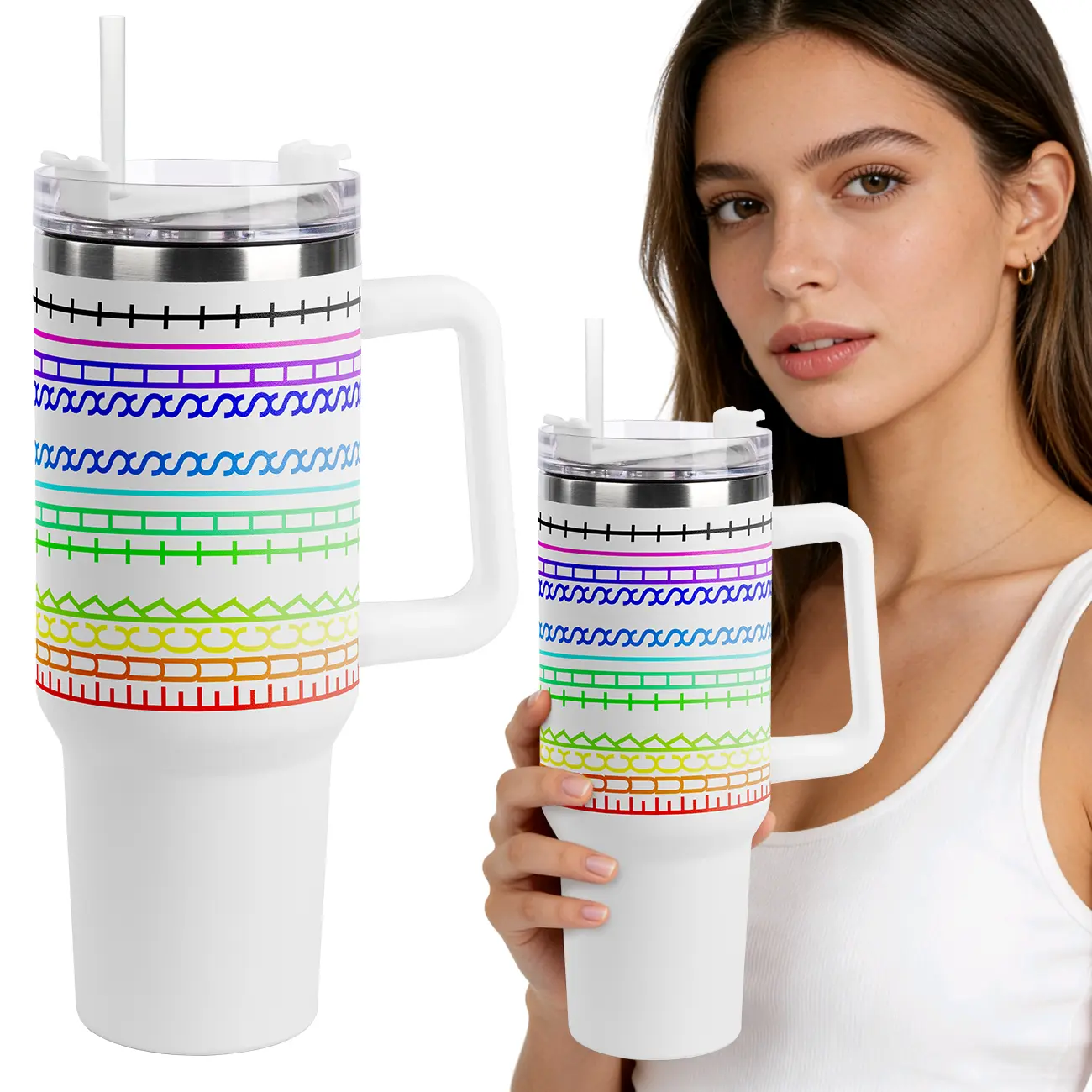 40 Oz Stainless Steel Hidden Message Tumbler Cup with Handle and Straw for Women Men Valentine's Day Birthday Gifts Set, Keep Cold, Hot & Ice, Flasks funny Tumbler Drinkware Tea Iced  , Sarcastic Design Funny Coffee Cug for Coworkers & Work dealsforyou