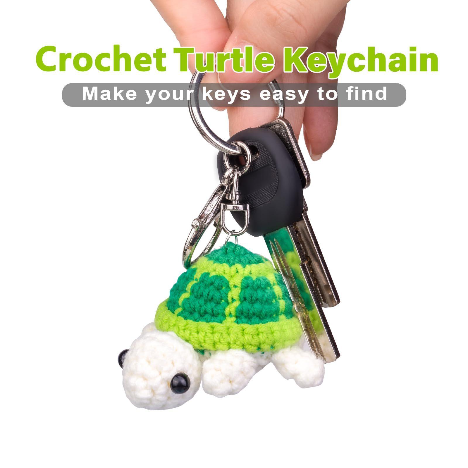 Crochet Turtle Keychain Handmade Knitted Craft Gift