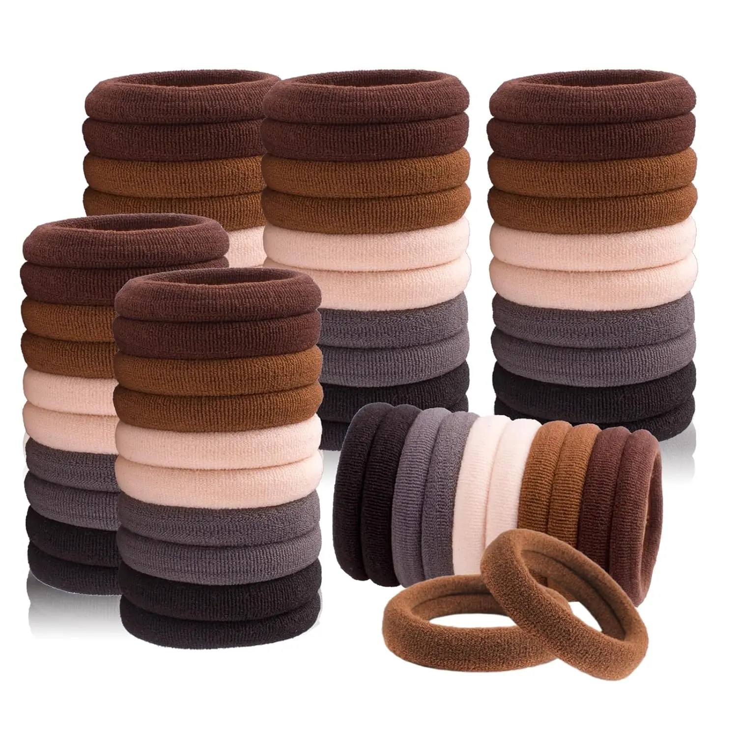 100pcs Unisex Minimalist Plain Color Scrunchies Bulk - Durable Hair Tie Set, Rubber Bands, Casual Versatile Fashion Accessories for Thick Locks
