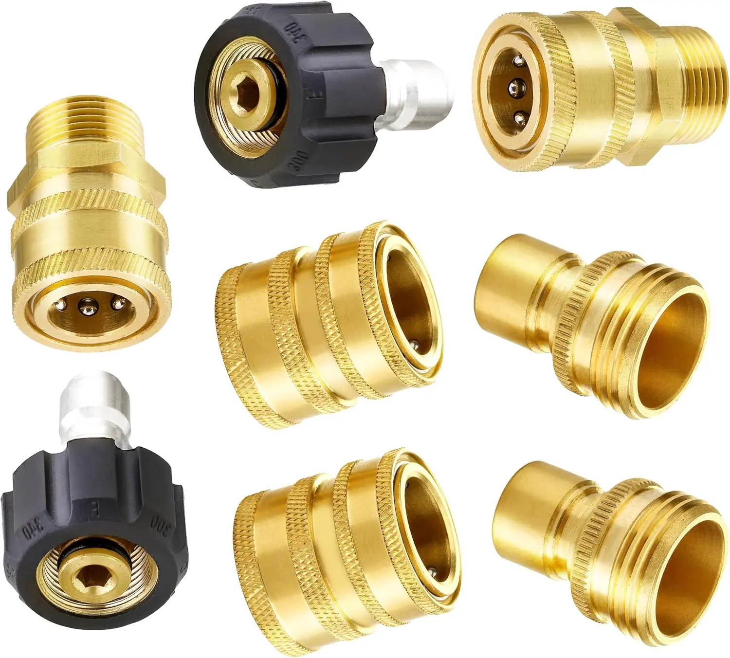 M MINGLE Ultimate Pressure Washer Adapter Set, Stainless Steel and Brass Quick Disconnect Kit, M22 Swivel to 3/8 Inch Quick Connect, 3/4 Inch to Quick Release, 8-Pack, DealsForYouDays