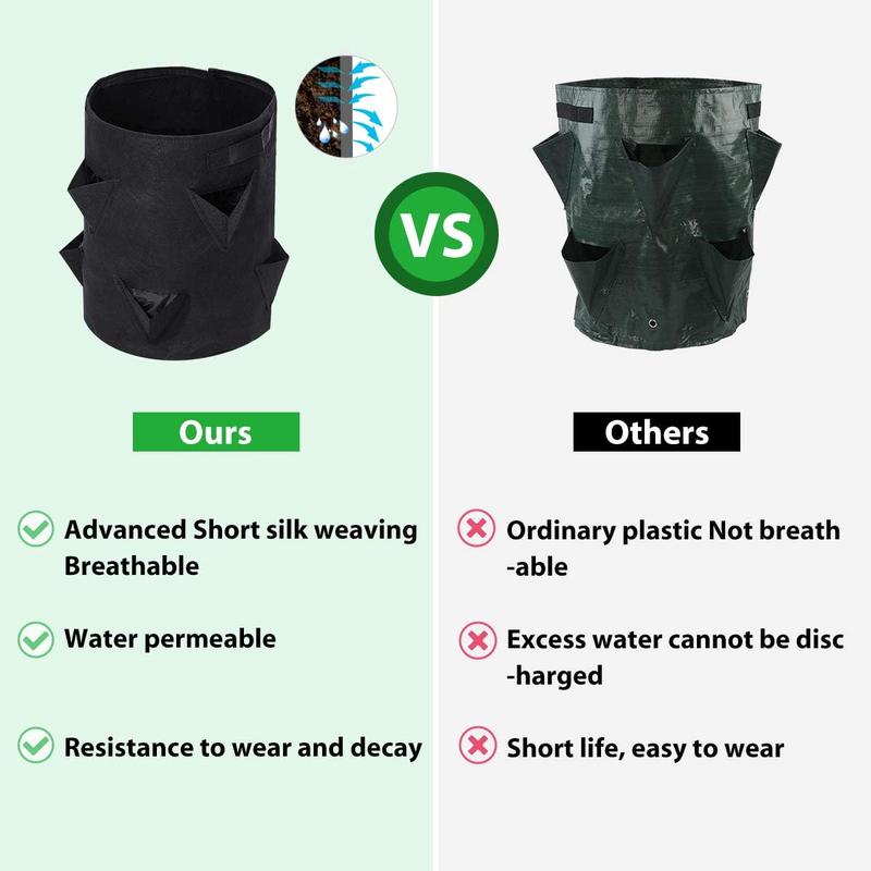 Strawberry Grow Bags, 2 Pack 10 Gallon Strawberry Planter with 8 Side Grow Pockets, Breathable Non-Woven Fabric Reinforce Handle Plant Grow Bag for Garden Strawberries, Herbs, Flowers magnetic  levitation Sturdy Reinforced