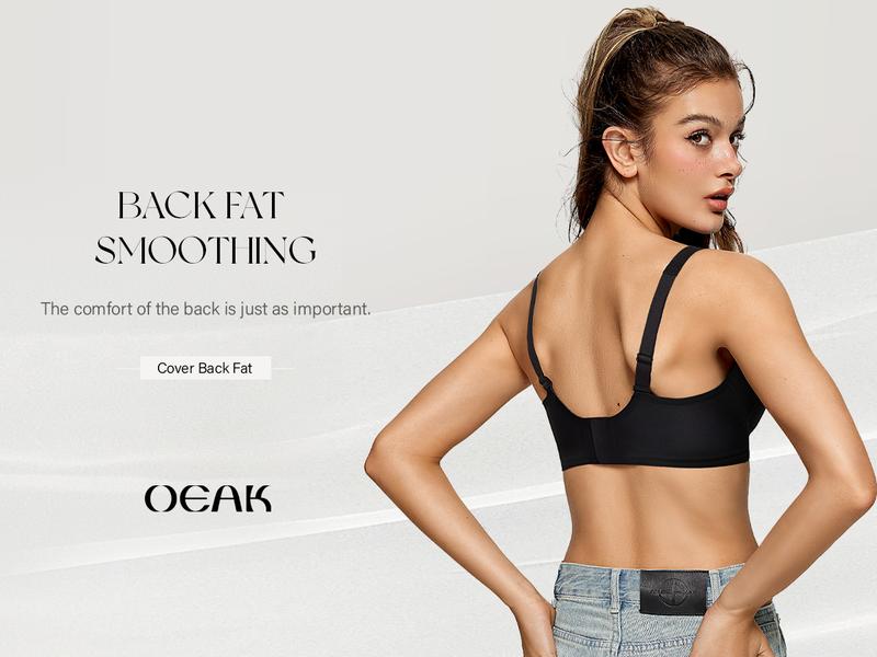 OEAK Deep V Seamless Bras for Women Comfortable Push Up Bra No Underwire Jelly Bra