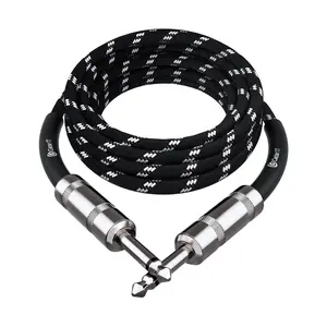 Straight 1/4 Inch Male to Male Guitar Instrument Cable, Black Straight 1/4 Inch Male to Male Guitar Instrument Cable, Black