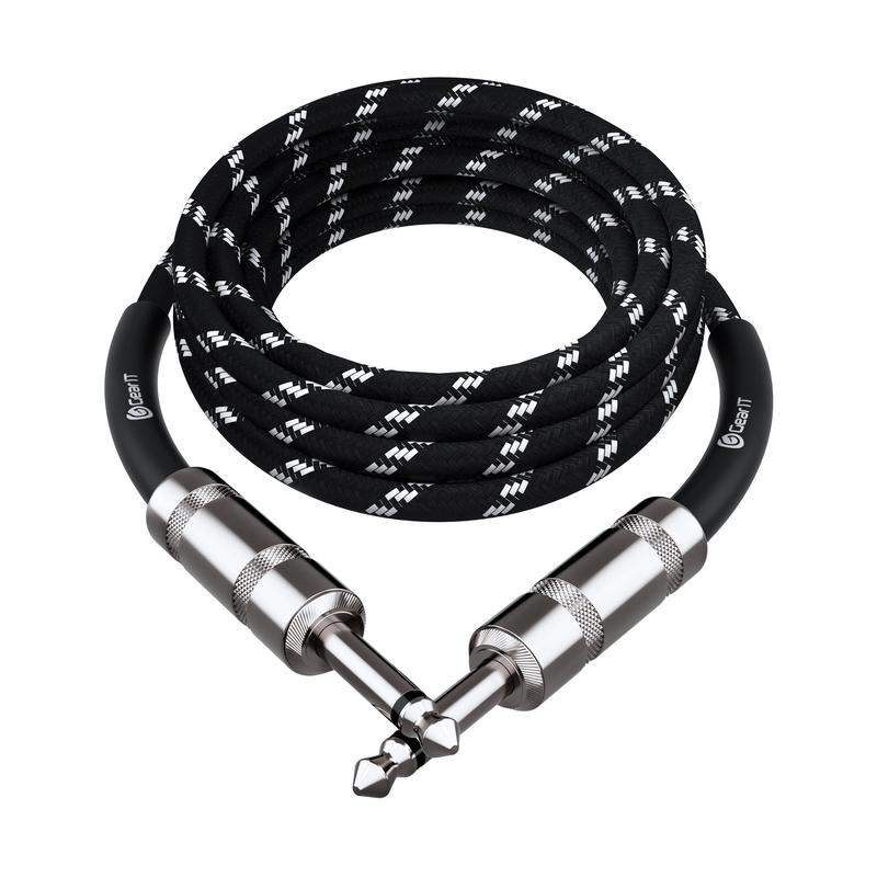 Straight 1/4 Inch Male to Male Guitar Instrument Cable, Black