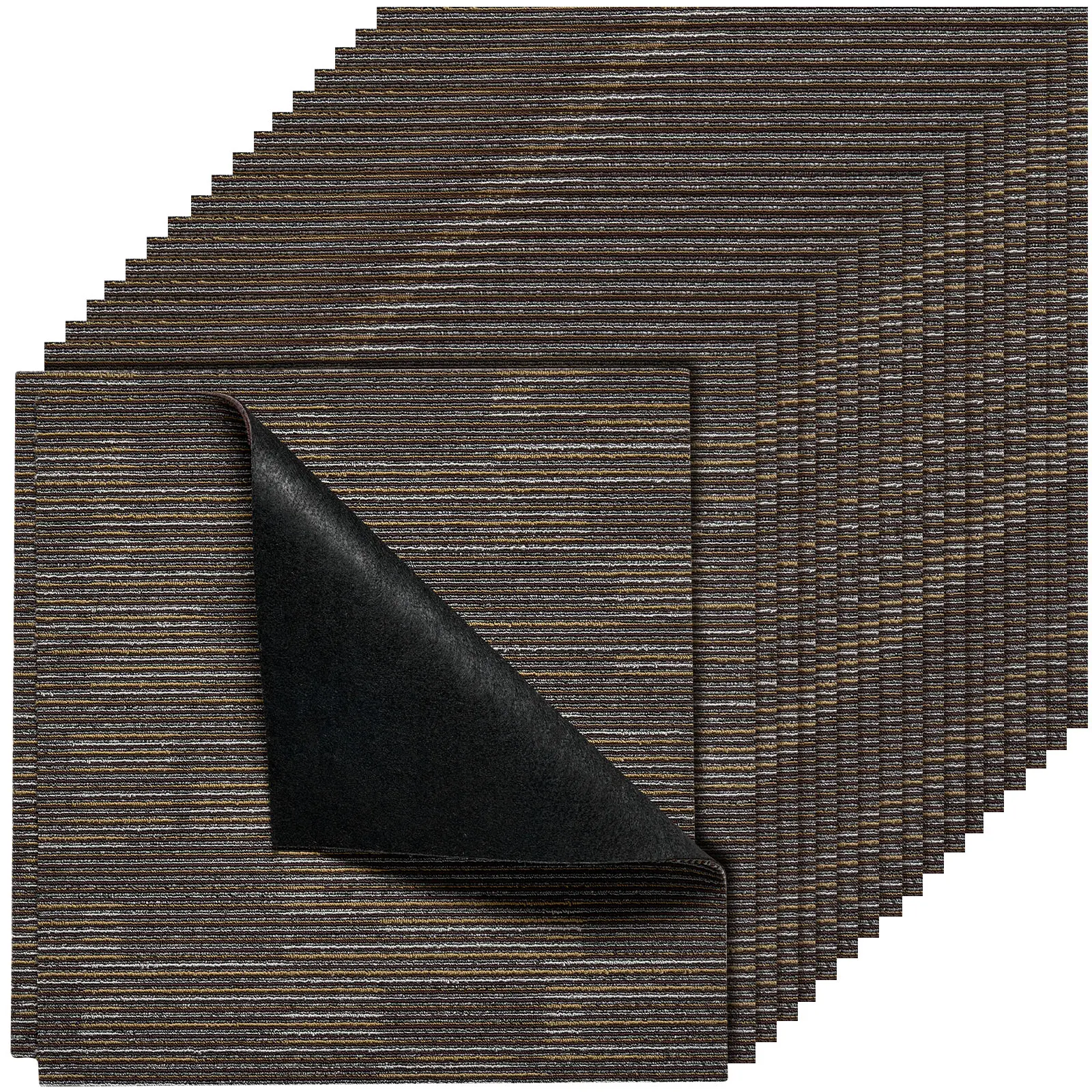 VEVOR 24x24 Inch Modular Square PP + PVC Interlocking Carpet Tiles, 24 PCS Durable Soft Padded Area Rug (96 sq.ft), Washable Reusable Stays Put on Floors DIY Mat for Living Room, Office, Gray & Brown