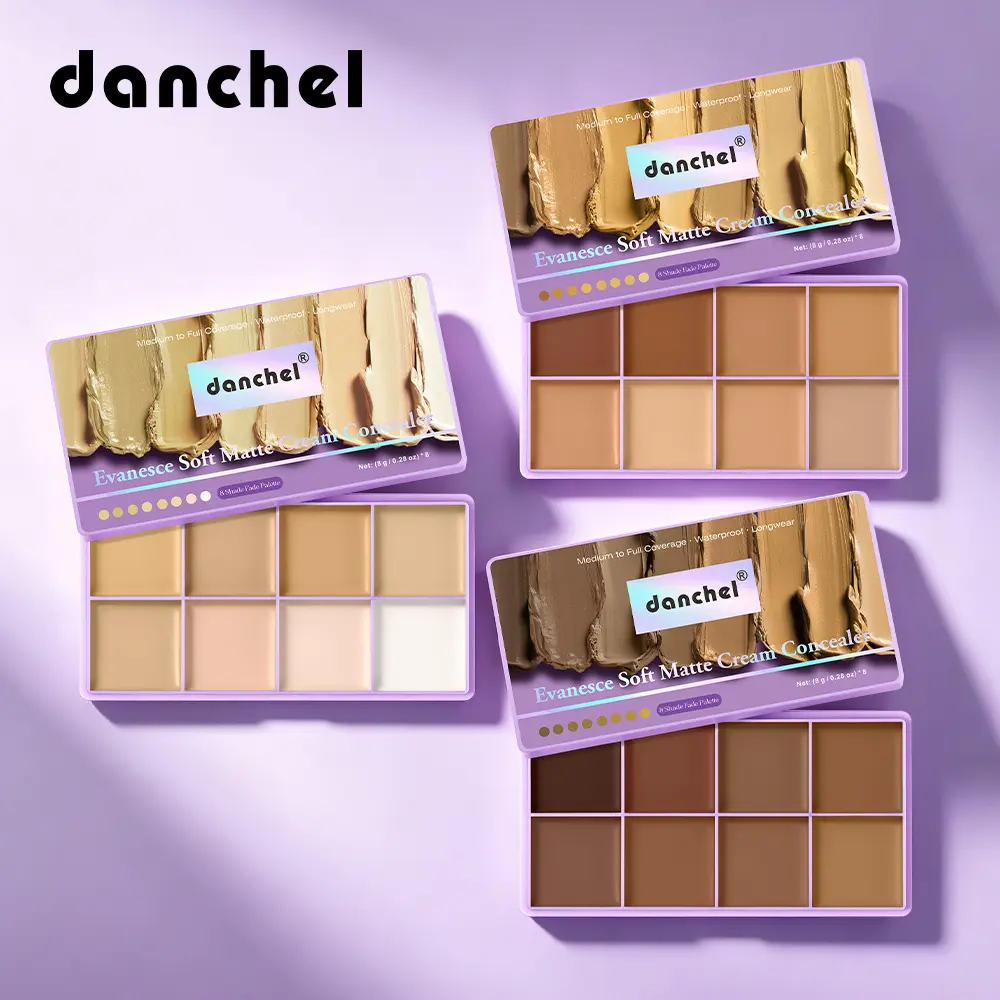 8-Color Matte Finish Concealer Palette, Corrector Concealer, Color-Correcting & Contour Highlighting, Waterproof, Covers Dark Tattoos, Ideal for Daily Commute, Full-Coverage Concealer Cosmetic