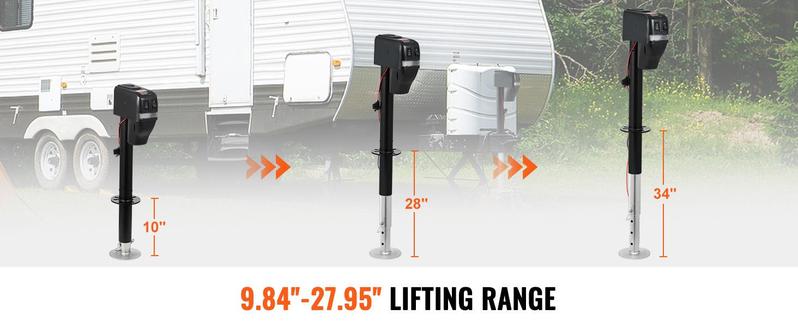 VEVOR Trailer Jack, TikTokShopBlackFriday, Electric Power Tongue Jack Weight Capacity 4000 lbs, 9.84"-33.85" Electric Tongue Jack with Waterproof Cover for Lifting RV Trailer, Horse Trailer, Utility Trailer, Yacht Trailer Tow VEVOR Super Brand Day