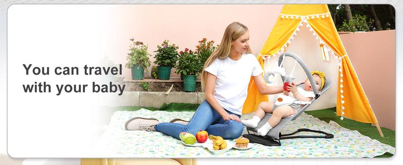 Baby Bouncer, Portable Baby Bouncer Seat for Baby 4-18 Months, 3 Modes for Bouncing or Stationary Use, Infant Chair Rocker with Removable Hanging Toys